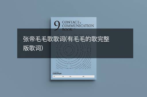 张帝毛毛歌歌词(有毛毛的歌完整版歌词)